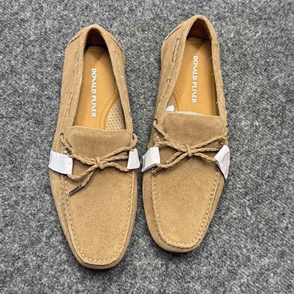 Donald Pliner Dutton02 Loafers Men 7 Tan Suede Driving Shoes Preppy Quiet Luxury